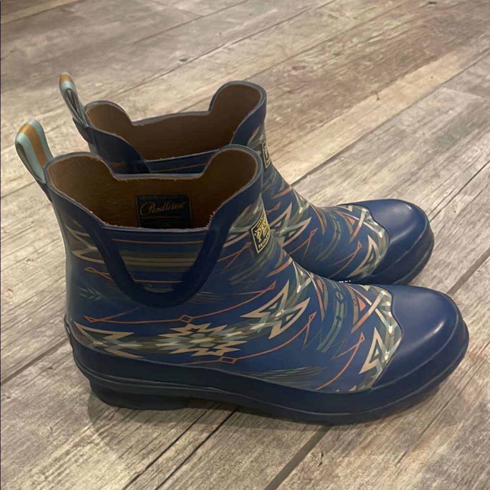 Pendleton Blue Patterned Rain Boots - image 1